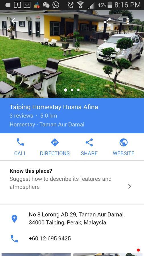 Taiping Homestay Husna Afina Экстерьер фото